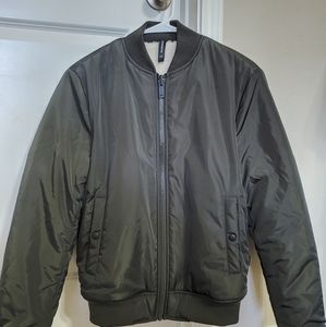 Olive sherpa reversable bomber jacket
